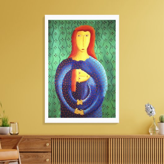 Moeder En Dochter Schilderij Hedendaagse Kunst Canvas Afdruk (Insitu (Woonkamer))