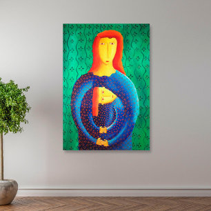 Moeder En Dochter Schilderij Hedendaagse Kunst Canvas Afdruk