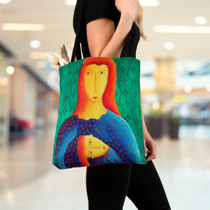 Moeder En Dochter Schilderij Hedendaagse Kunst Tote Bag