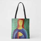 Moeder En Dochter Schilderij Hedendaagse Kunst Tote Bag (Voorkant)