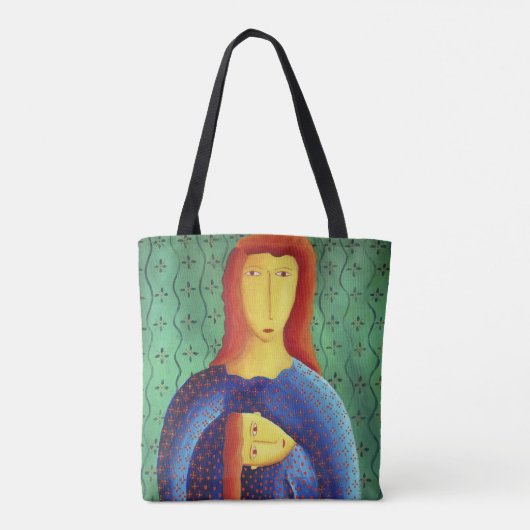 Moeder En Dochter Schilderij Hedendaagse Kunst Tote Bag (Achterkant)