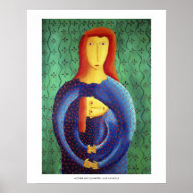 Moeder En Dochter Schilderij Kunstprint