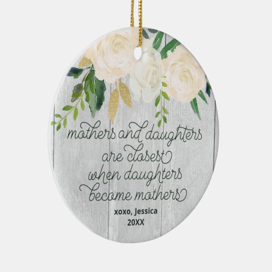 Moeder en dochter - speciaal aangepast Rustic Flor Keramisch Ornament (Rechts)