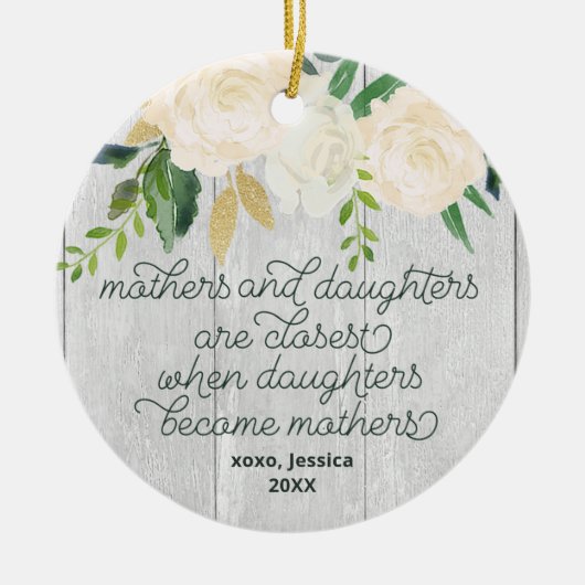 Moeder en dochter - speciaal aangepast Rustic Flor Keramisch Ornament (Voorkant)