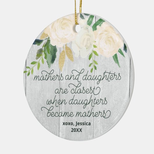 Moeder en dochter - speciaal aangepast Rustic Flor Keramisch Ornament (Links)