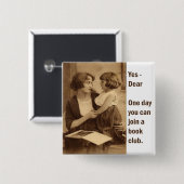 moeder en dochter van boekenclub vierkante button 5,1 cm (Voorkant /achterkant)