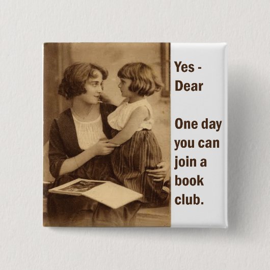 moeder en dochter van boekenclub vierkante button 5,1 cm (Voorkant)