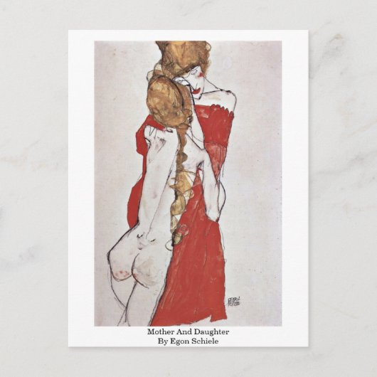 Moeder en dochter van Egon Schiele Briefkaart (Voorkant)