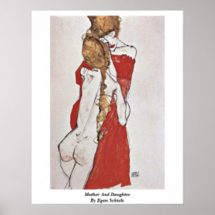 Moeder en dochter van Egon Schiele Poster