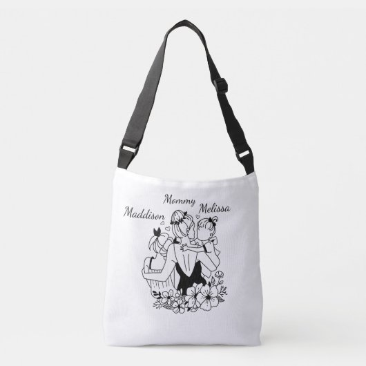 Moeder en dochter vullen kunst met namen crossbody tas (Voorkant)