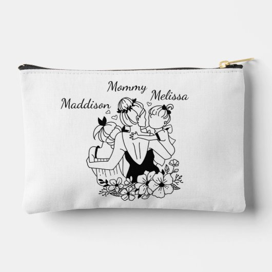 Moeder en dochter vullen kunst met namen etui (Achterkant)