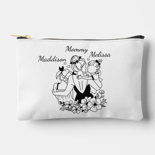 Moeder en dochter vullen kunst met namen etui (Voorkant)