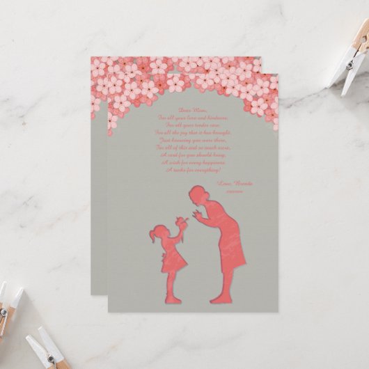 Moeder en dochter Wenskaart Kaart (Voorkant / Achterkant in situ)