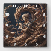 Moeder en draak omarmen in grillig bos vierkante klok (Voorkant)