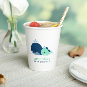 Moeder en Groene Baby Whales Paper Cup Papieren Bekers