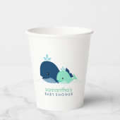 Moeder en Groene Baby Whales Paper Cup Papieren Bekers (Voorkant)
