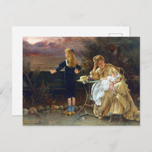 Moeder en haar kinderen door Alfred Stevens Briefkaart (Voorkant / Achterkant)