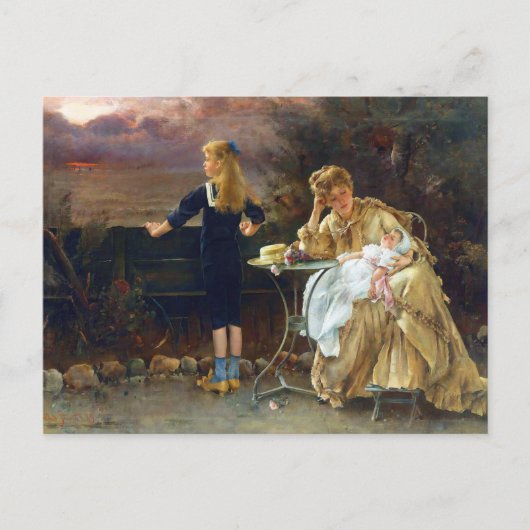 Moeder en haar kinderen door Alfred Stevens Briefkaart (Voorkant)