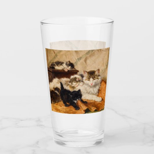 Moeder en Haar Kittens Glas (Voorkant)