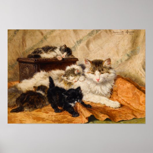 Moeder en Haar Kittens Poster (Voorkant)