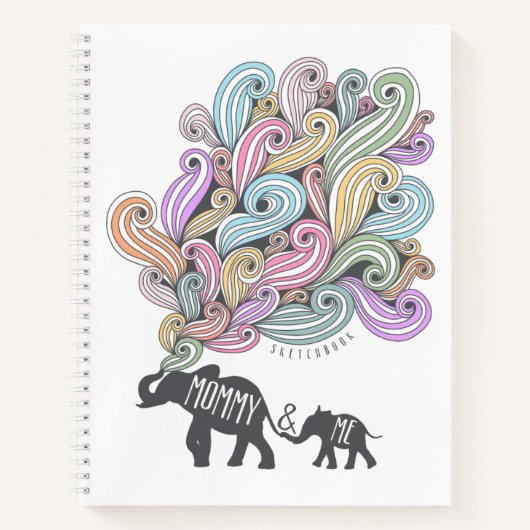 Moeder en Ik Schetsboek | Olifant Familie Notitieboek (Voorkant)