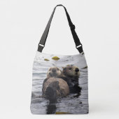 Moeder en jong zeeotters crossbody tas (Voorkant)