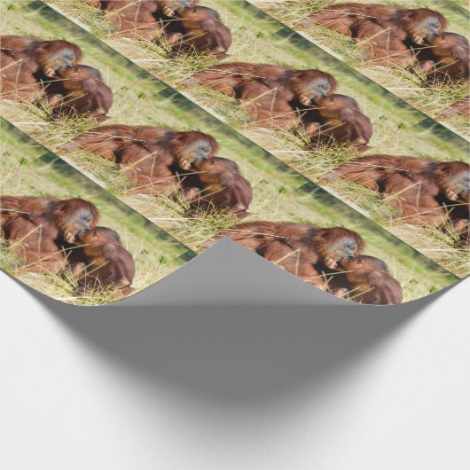 Moeder en jonge orangouans (Pongo pygmaeus) Cadeaupapier (Hoek)