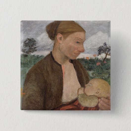 Moeder en kind, 1903 vierkante button 5,1 cm (Voorkant)