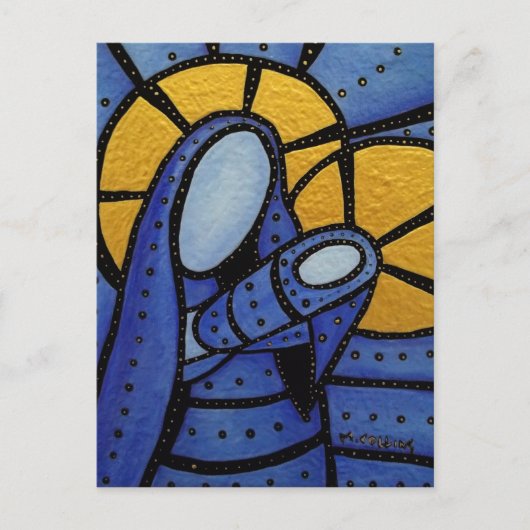 Moeder en kind Abstract blauw Briefkaart (Voorkant)