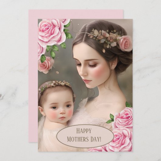 Moeder en kind bedankt kaart (Voorkant / Achterkant)