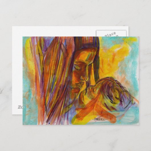 moeder en kind briefkaart (Voorkant / Achterkant)