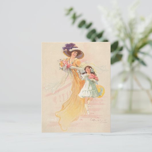  moeder en kind briefkaart (Staand voorkant)