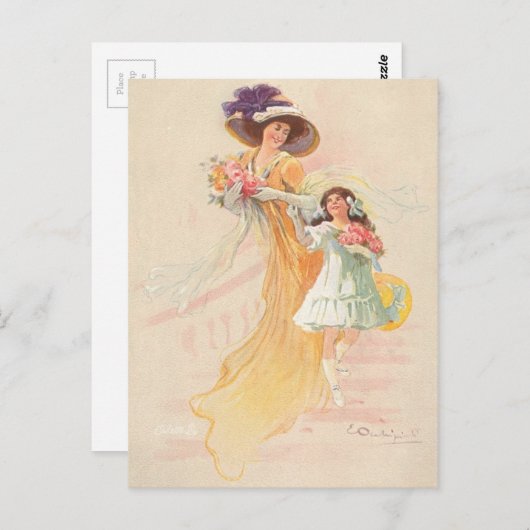  moeder en kind briefkaart (Voorkant / Achterkant)