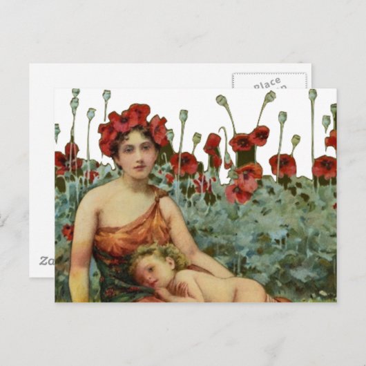 Moeder en kind briefkaart (Voorkant / Achterkant)