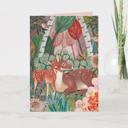 Moeder en kind Deer Moederdag Kaart (Voorkant)