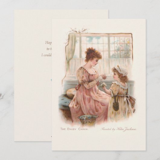  moeder en kind die Daisy Chains maken Feestdagenkaart (Voorkant / Achterkant)