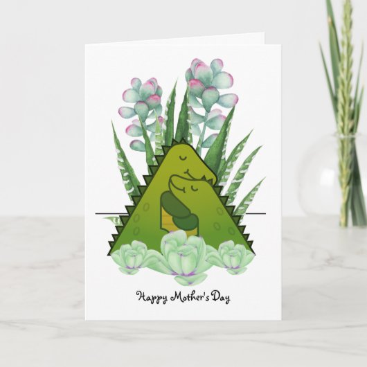 Moeder En Kind Dinosaurussen Wenskaart Kaart (Voorkant)