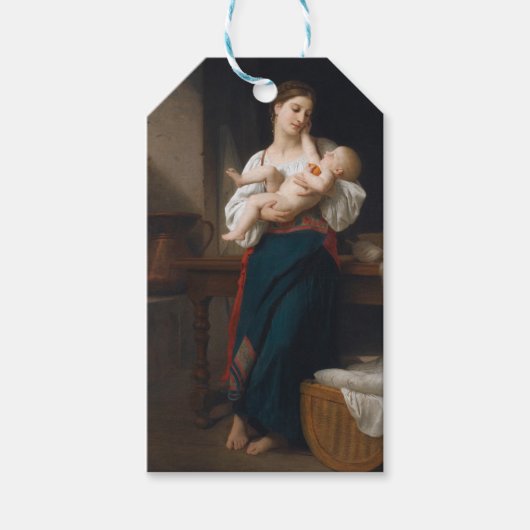 Moeder en kind (door Bouguereau) Cadeaulabel (Voorkant)