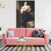 Moeder en kind (door Bouguereau) Canvas Afdruk (Insitu (Woonkamer))