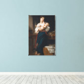 Moeder en kind (door Bouguereau) Canvas Afdruk (Insitu (Houten vloer))