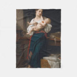 Moeder en kind (door Bouguereau) Fleece Deken