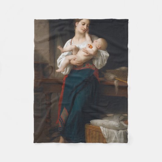 Moeder en kind (door Bouguereau) Fleece Deken (Voorkant)