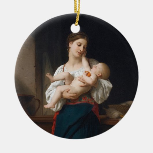 Moeder en kind (door Bouguereau) Keramisch Ornament (Voorkant)