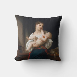 Moeder en kind (door Bouguereau) Kussen