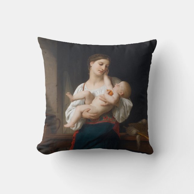 Moeder en kind (door Bouguereau) Kussen (Voorkant)