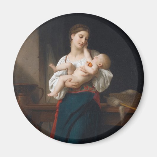 Moeder en kind (door Bouguereau) Magneet (Voorkant)