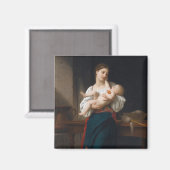 Moeder en kind (door Bouguereau) Magneet (Voorkant / Achterkant)