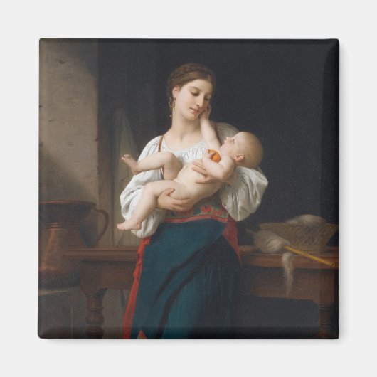 Moeder en kind (door Bouguereau) Magneet (Voorkant)