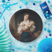 Moeder en kind (door Bouguereau) Papieren Bordje (Feest)
