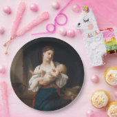 Moeder en kind (door Bouguereau) Papieren Bordje (Feest)